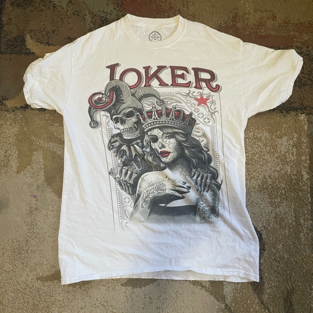 White Graphic Tee with Joker Design